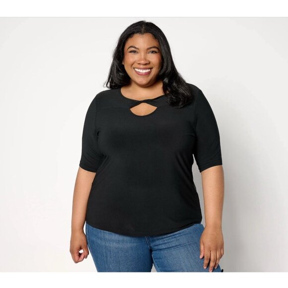 Attitudes By Renee Como Jersey Twist Neck Top Plus Size 3X‎ Black NEW - Picture 1 of 9